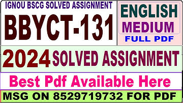 bbyct 131 solved assignment 2024 || bbyct 131 solved assignment 2023-24 in English ||  bbyct131 2024