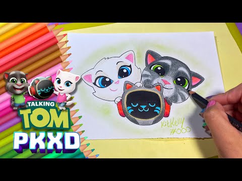 How to Draw TALKING TOM and TALKING ANGELA @PKXDUniverse