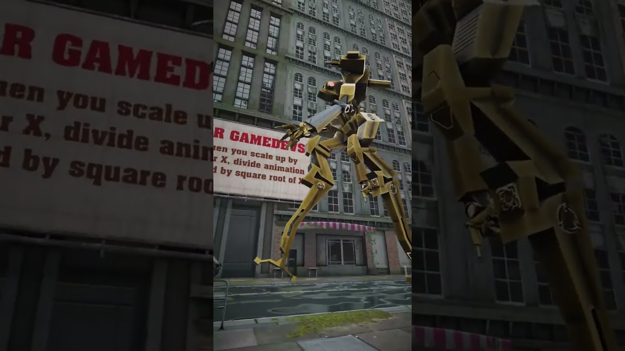 Big robots walking in city - demo for game developers