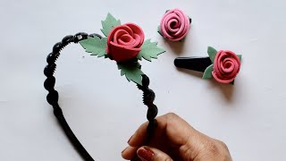 Flower Crown Tiara from foam sheet | DIY Rose flower clip | Hair accessories