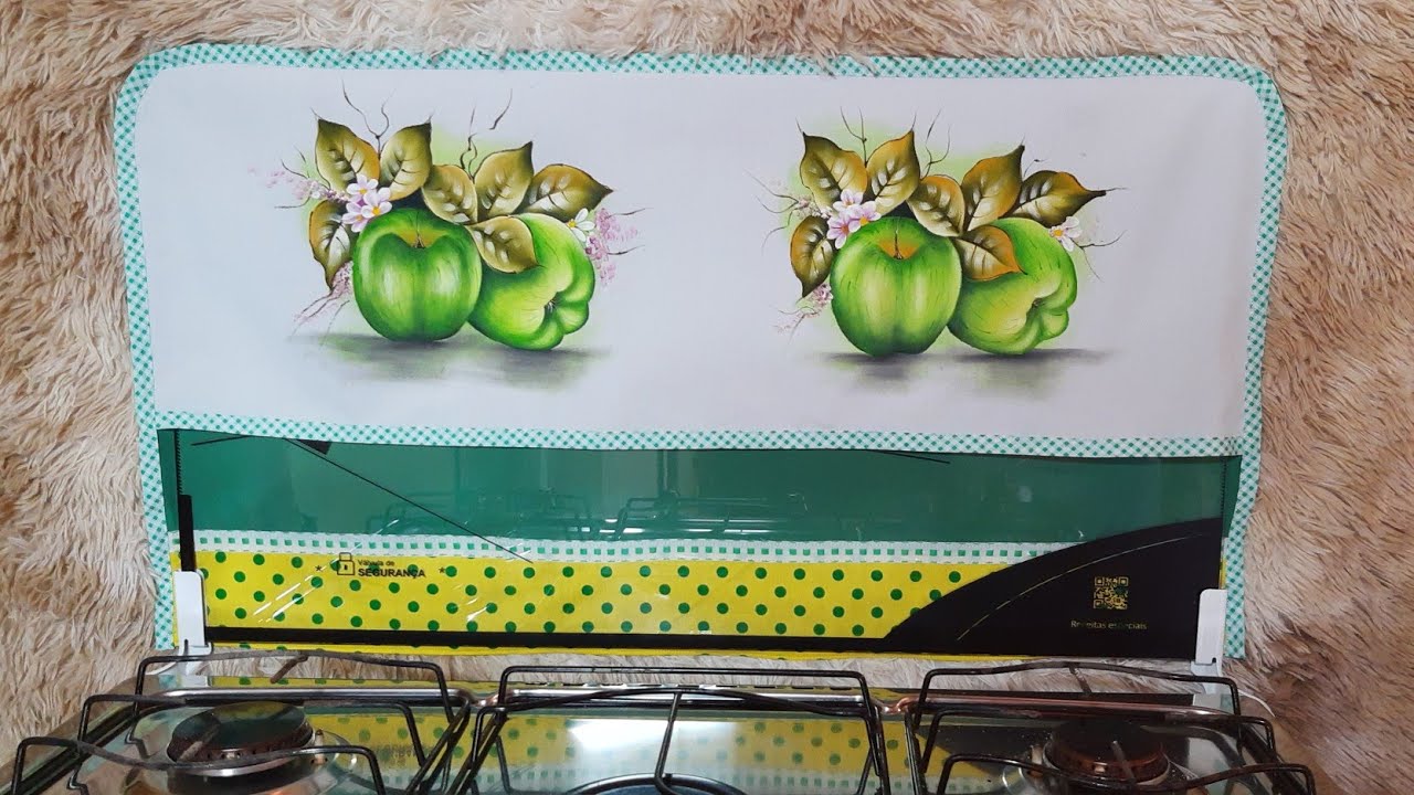 Aprenda costurar uma capa de fogão em Oxford verde aula (2)