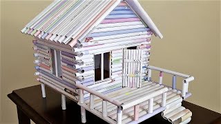 How to Make House From Waste Paper  DIY Mini Log Cabin  Paper Crafts