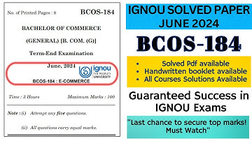 IGNOU BCOS-184 E-Commerce June 2024 previous year question paper solved|Bcos 184 solved question pap