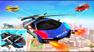 Flying Police Helicopter Car Transform Robot Games - Android Gameplay
