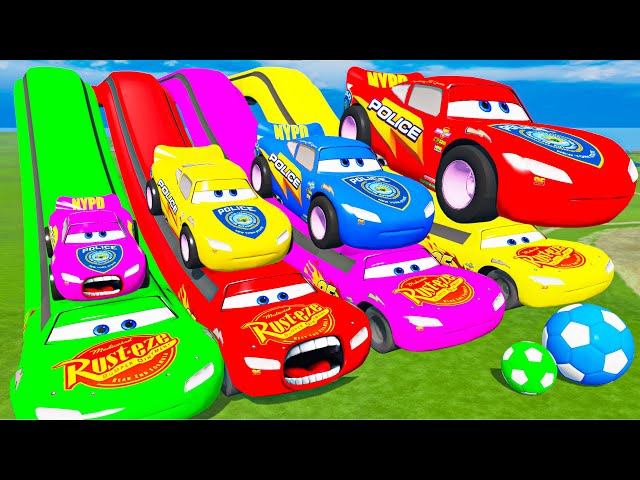 Long Lightning Mcqueen vs Big & Small: Mcqueen vs Spinner Wheels vs Minecraft vs Train - BeamNG class=