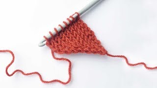 Tunisian knit stitch. Left side increase.
