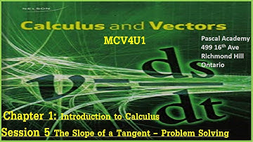 Calculus & Vectors MCV4U1 Chapter 1-Session 5 Slope of Tangent Problem Solving #MCV4U #Nelson #maths