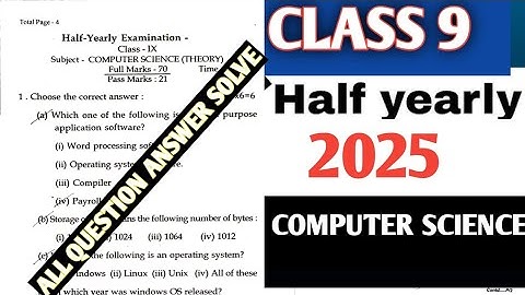 Class 9 half yearly exam question paper 2025 class 9 computer science //class 9 computer science 