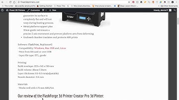 FlashForge 3d Printer Creator Pro Review.