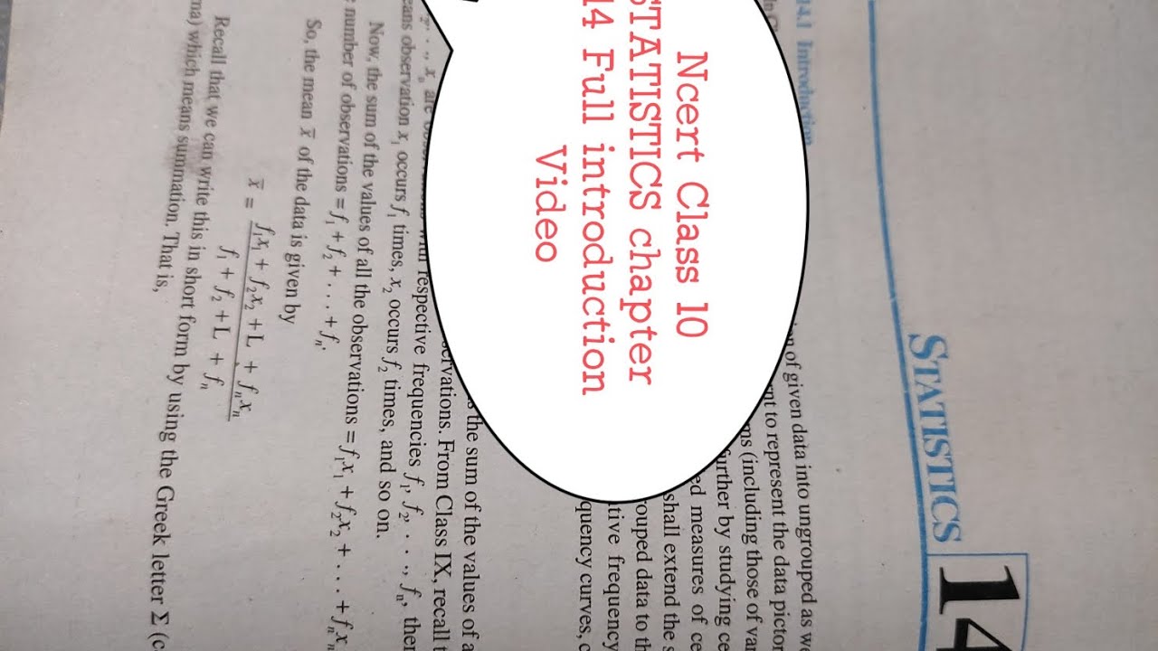 NCERT Class 10 Maths Chapter 14 STATISTICS Full Introduction video 