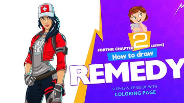 How to draw Remedy | Fortnite Chapter 2 step-by-step drawing tutorial with coloring page