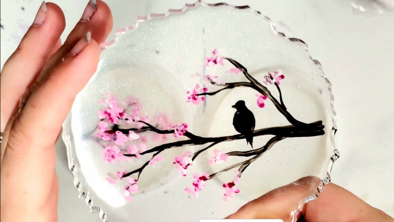 Hand painted love birds resin coasters!