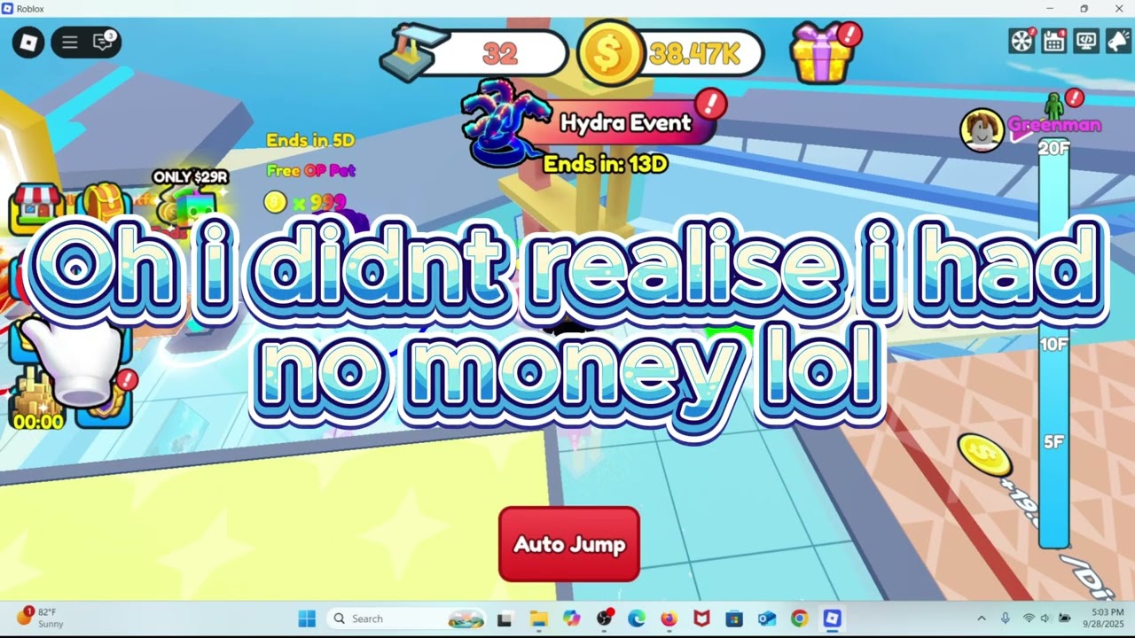 Playing Roblox Diving Simulator (I think it's called)