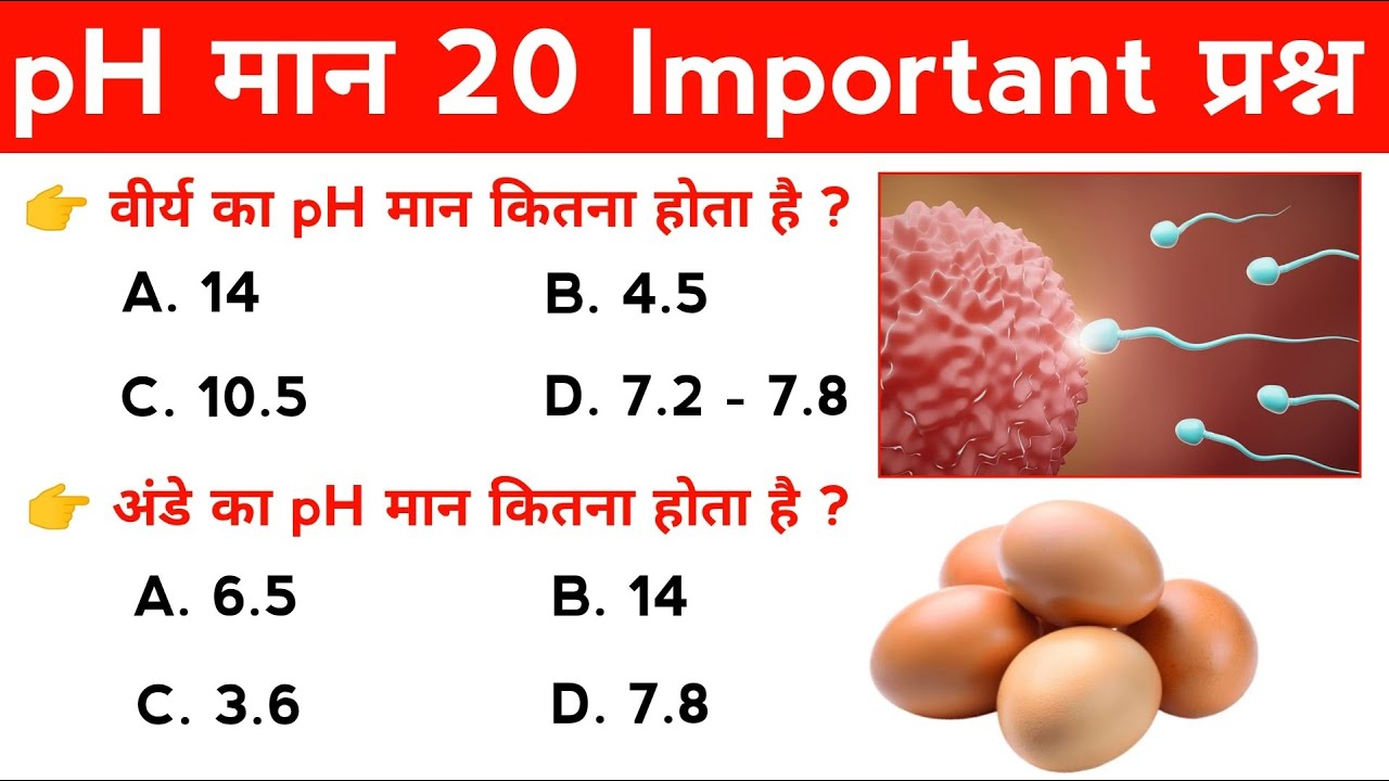 pH Value top - 20 MCQ | pH मान टॉप 20 प्रश्न |Science gk in hindi | विज्ञान के प्रश्न 