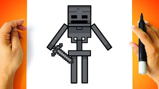 Como Desenhar Esqueleto Wither - Cómo Dibujar A Esqueleto Wither - How To Draw Minecraft Characters