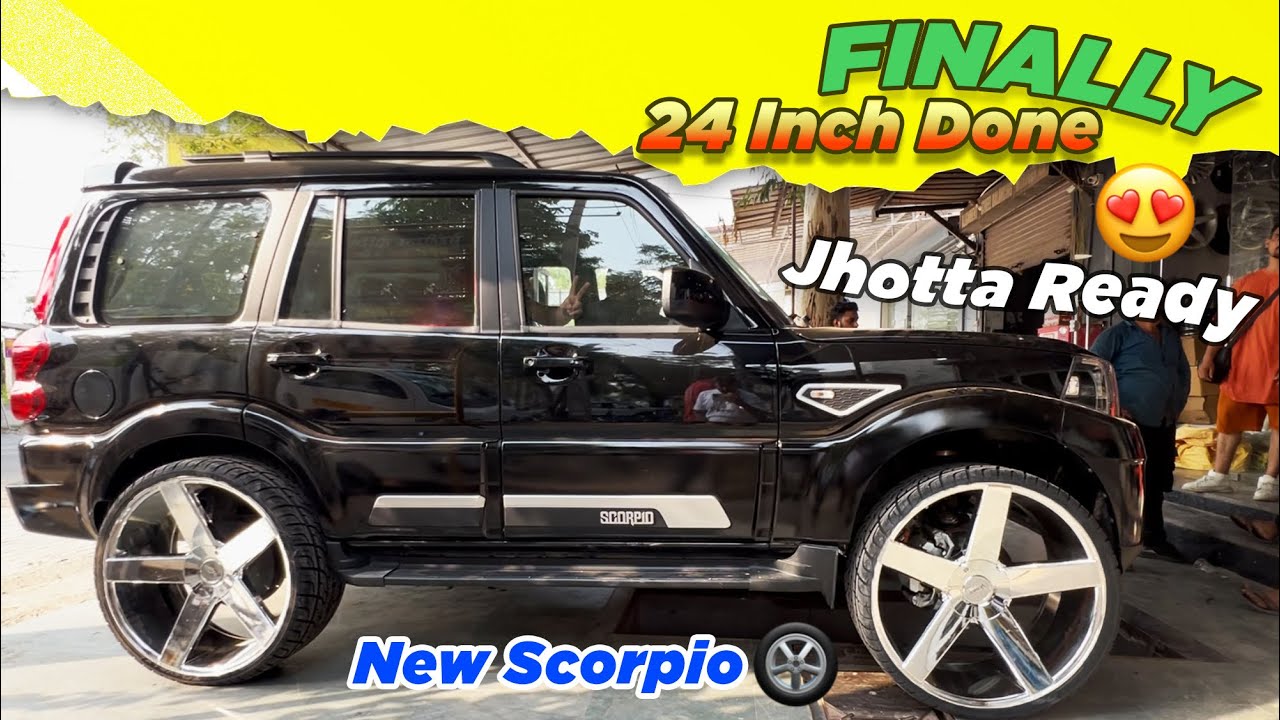Finally Pwate Alloy Navi Gaddi Nu 😍 | 24inch Chrome Alloy wheels 🛞 | Scorpio Classic S11 Jhotta 🦬