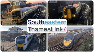 Early evening commuter trains on the Chatham Main Line at Gillingham.