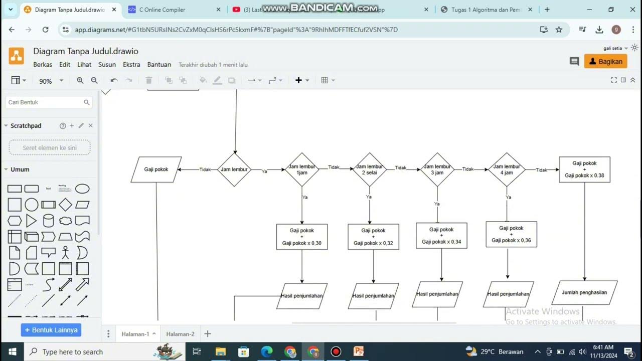 Tugas 1 algoritma dan pemrograman : flowchat dan Pseudocode - YouTube