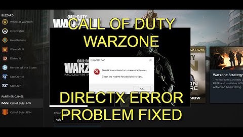 CALL OF DUTY WARZONE - DIRECTX ENCOUNTERED AN UNRECOVERABLE ERROR- FIXED!!!