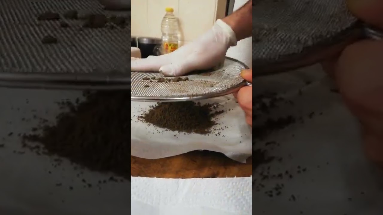 Microplaned bubble hash sieved over a towel to dry faster.