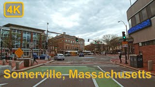 Driving in Downtown Somerville, Massachusetts  4K60fps