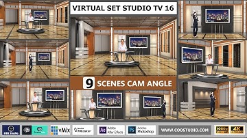 virtual set studio tv 16  - (Tricaster - vMix virtual set - after effect - streamlabs - obs studio)