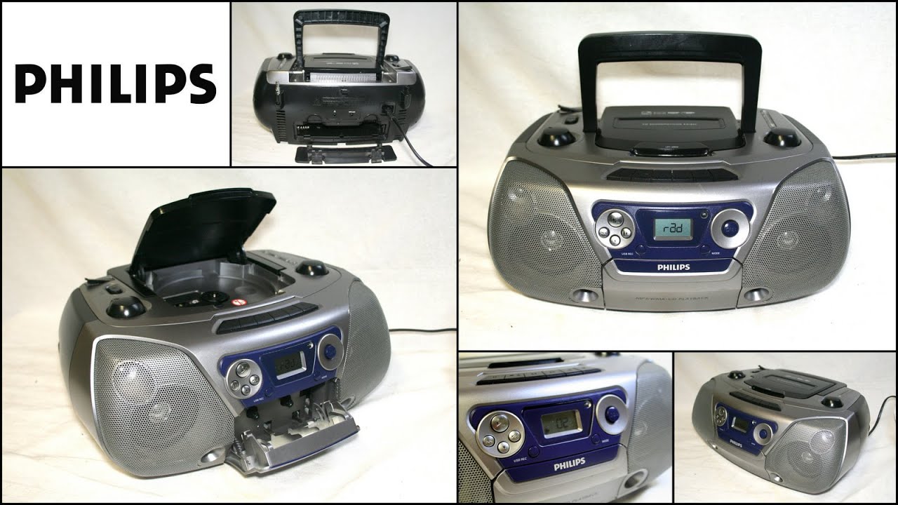 Philips AZ1852 USB Radio Cassette CD Soundmachine Portable Boombox