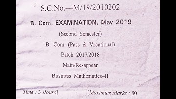 business mathamatics question paper bcom 2nd semester cblu university may 2018
