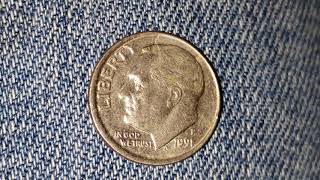 1991 P ROOSEVELT DIME | 927,220,000 PRODUCED | MINTED AT THE PHILADELPHIA MINT