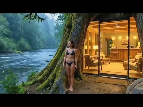 Nobody knew this tree was a hotel. Built silently by hand inside a giant tree (ASMR)