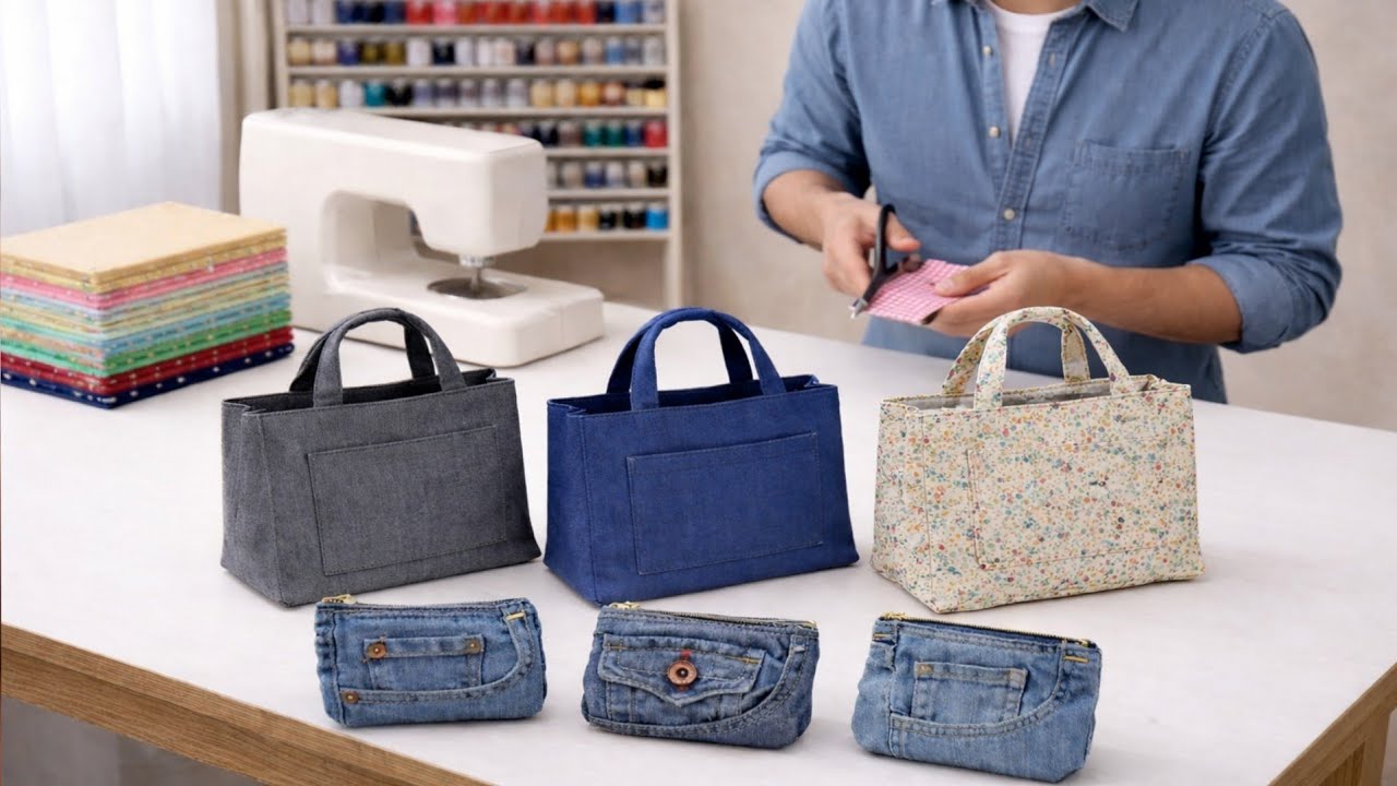 Create useful items from fabric scraps and old denim. Sewing techniques for beginners.