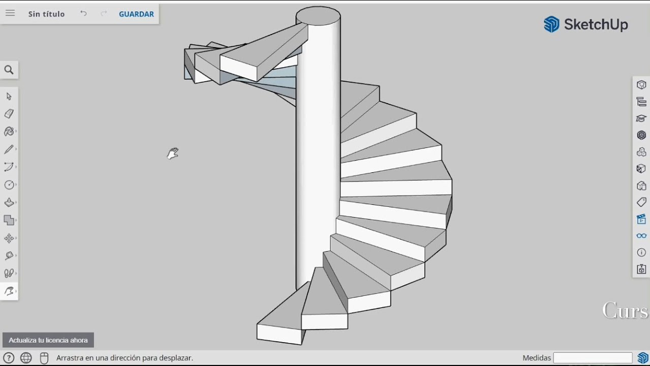 Escepticismo electo Doblez SKETCHUP online 3D. Dibujar una escalera de caracol, con herramientas  básicas, muy fácil y rápido. - YouTube