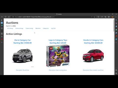 CS50W   Project 2 Commerce