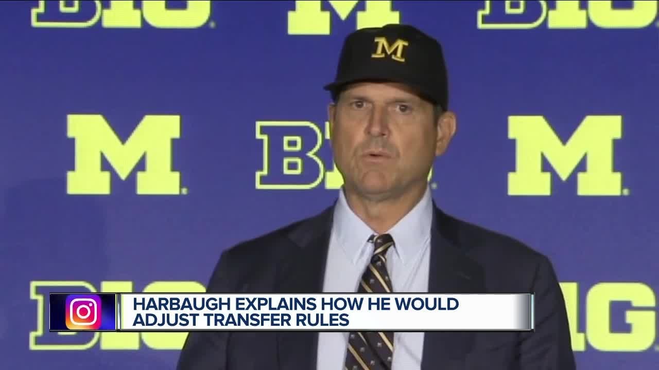 Harbaugh explains comments on transfer rule