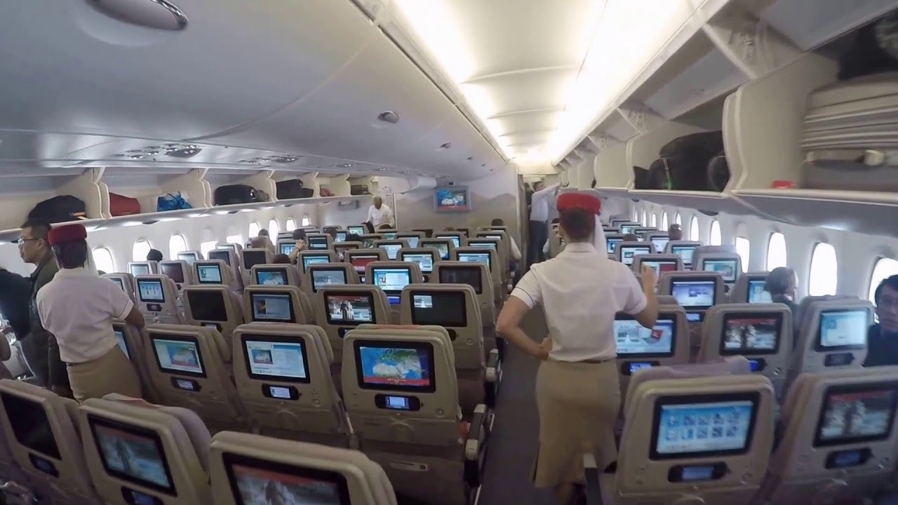 Airbus A380 Emirates inside before flight Milano - Dubai GOPR0401 - YouTube