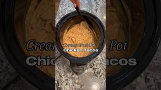Creamy Crock Pot Chicken Tacos. #easydinnerrecipe #crockpotrecipes #crockpotdinners #chickentacos