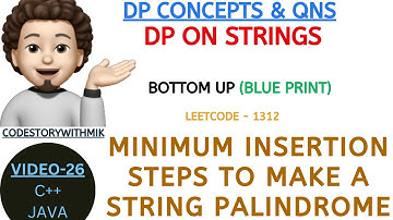 Minimum Insertion Steps to Make a String Palindrome | Blue Print | DP On Strings | Leetcode 1312