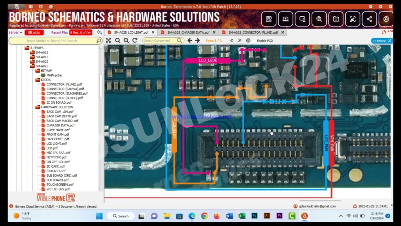 SAMSUNG SM A025 LCD LIGHT CHARGEN DATA connector pdf IC ON BOARD WIFI BT GPS