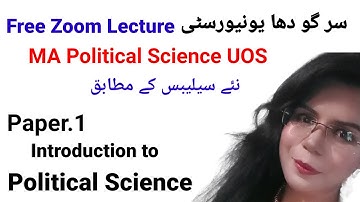 1.Lecture | Introduction to Political Science | MA Political Science From UOS | Part 1| Paper 1 |