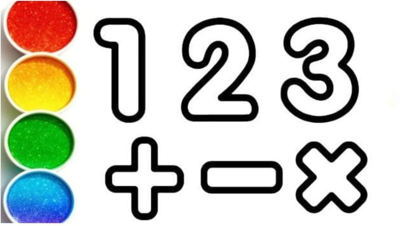 Numbers and math symbols drawing for kids | Glitter Numbers| Easy ...
