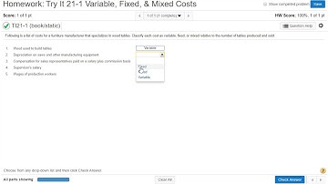 Try It 21-1 Variable, Fixed & Mixed Costs