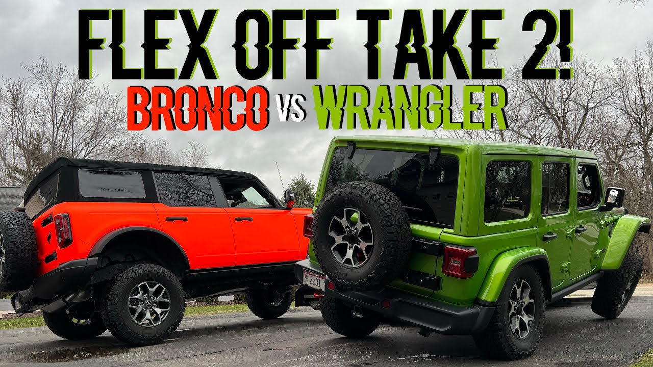 BRONCO vs WRANGLER FLEX OFF Round 2! Bronco Badlands vs Jeep Wrangler JL  Rubicon - YouTube