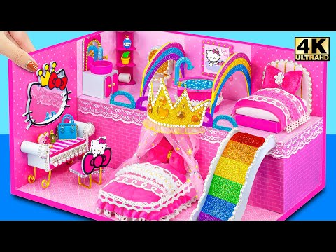 Make 2 Storey Pink Hello Kitty House with Rainbow Slide, 2 Bedroom ❤️ DIY Miniature Cardboard House