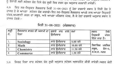 569 Posts Lecturers | Station Allotment Schdule called on 31/8/21 For Scio,Com,maths,chm Candidate