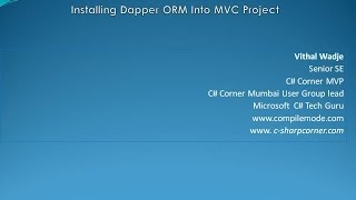 Installing Dapper ORM Into MVC 5 Project