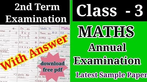 Class 3 Maths Annual Examination question paper | class 3 question paper 