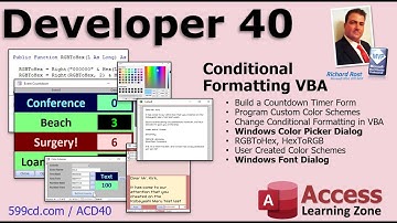 Microsoft Access Developer 40. Voorwaardelijke opmaak in VBA, kleur- en lettertypekiezers. Meer!