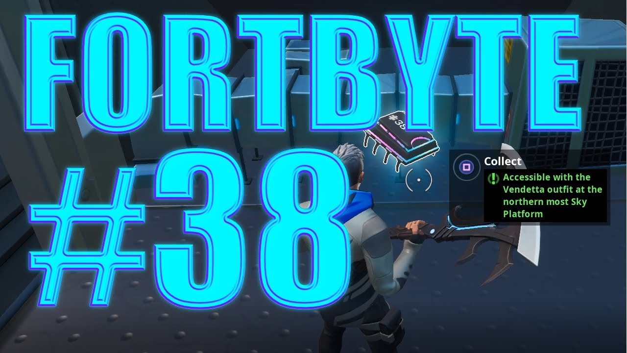 Fortnite Fortbyte 38 Location Accessible with the Vendetta outfit at Northern most Sky Platform