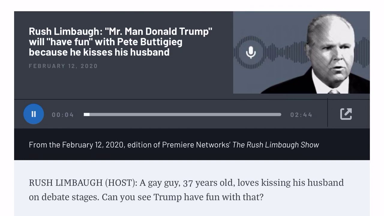 Limbaugh Thinks Trump Will Have Fun With Buttigieg Sexuality