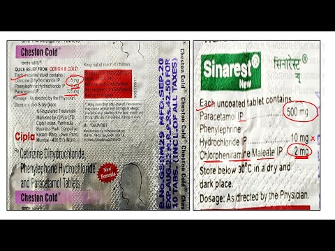 Cheston Cold and Sinarest Tablet = General Comparison | चेस्टन कोल्ड और